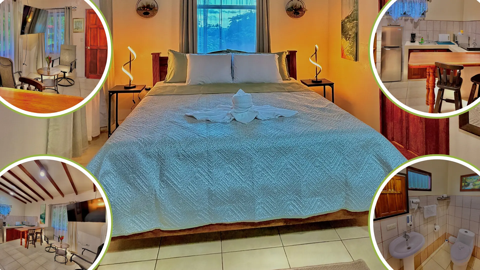 Habitación Deluxe 7 matrimonial con acabados de madera y servicios de hotel en San Carlos Alajuela.